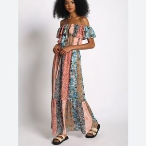 Bohemian Off-Shoulder Maxi Dress